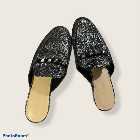 Marc Fisher Studded Metallic Silver Loafers 7 - Picture 1 of 5